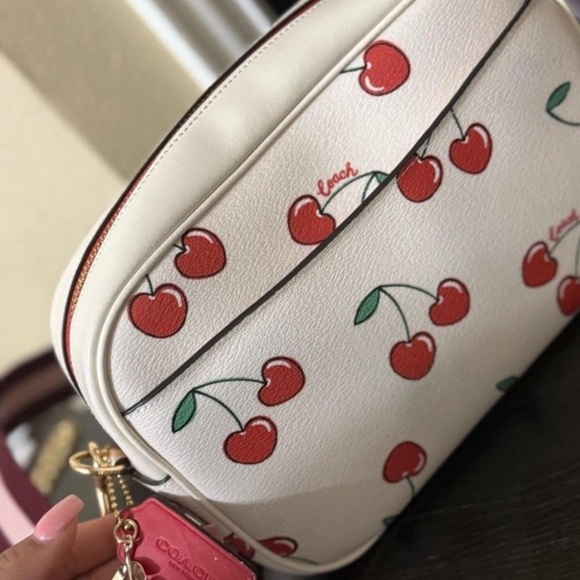 Coach Cherry Print Crossbody Bag - Cream and Red - Picture 2 of 4